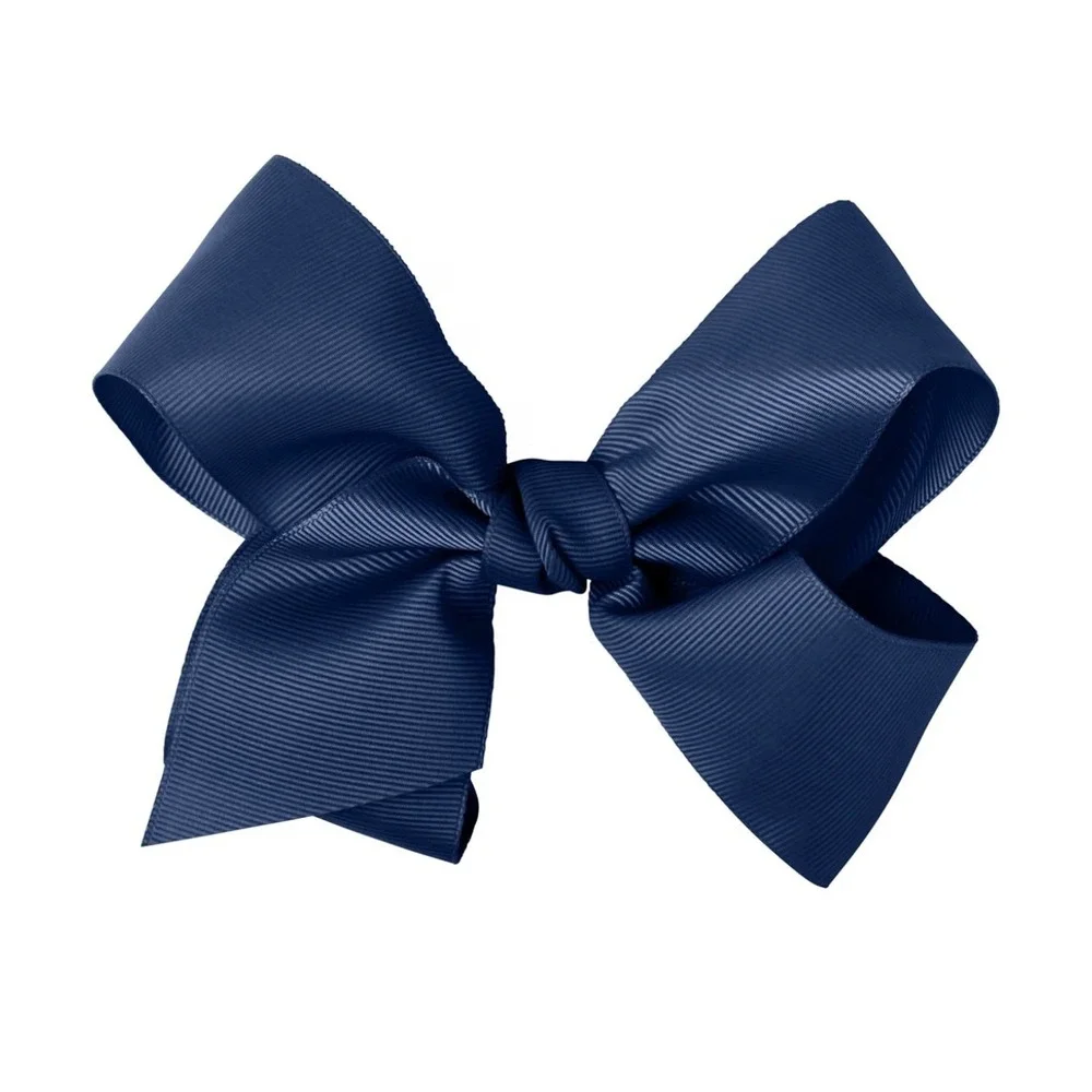 Navy Blue Grosgrain Ribbon Hair Bow Oversized Preppy Accessory New in Box